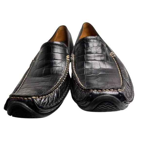 H.S. Trask Shoes Mens Size 10 Croc Embossed Driving Loafer Old Money Moc Leather - Picture 12 of 15